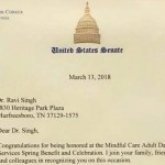 Dr Ravi P Singh Honoured by United States Senate